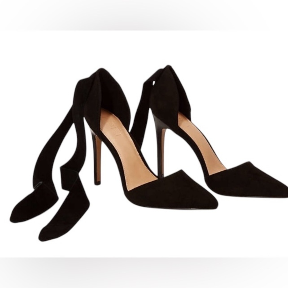 BRAND NEW IN BOX ANN TAYLOR LOFT BLACK PUMPS WITH ANKLE BOW TIES SIZE 5.5